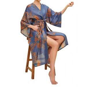 NEW POWDER DESIGN INC powder design kimono robe in denim tapestry